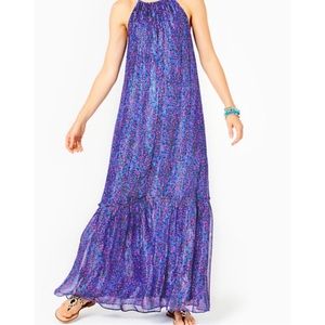 NWT Lilly Alessandra Maxi Dress Blue Flare Growl And Prowl